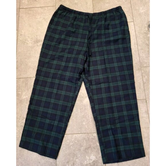 L.L. Bean warm Green & navy flannel Tartan Pajama matching separates. - Picture 3 of 10